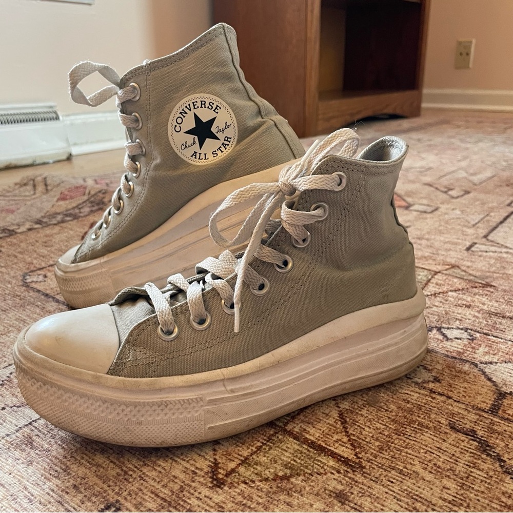 Converse All Star Move Platform High-Top Sneakers - Sage Green - Picture 3 of 11